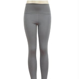 High Elastic Women Yoga Pants With Pockets Stretch Leggings For Jogging Workout And Running Size L - Black