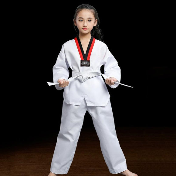 Taekwondo Training Uniform Child & Adult Cotton Clothing Size 130 - Striped Long Sleeves - 150