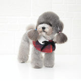 Dog Shawl Small Cloak Pet Bow Ttie Saliva Towel Pet Accessories - Size L - Red Grid
