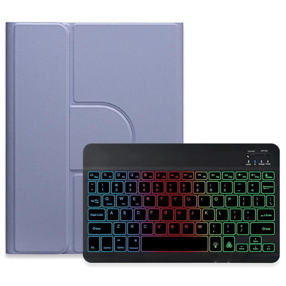 360 Degree Rotatable Bluetooth Keyboard Leather Case With Three-Colour Backlight - Mint Green - For Ipad 10.2 2021 / Air 2019