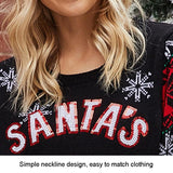 Christmas Women Pullover Sweater Santa Claus Embroidery Crew Neck Knit Sweater - Red - Xl