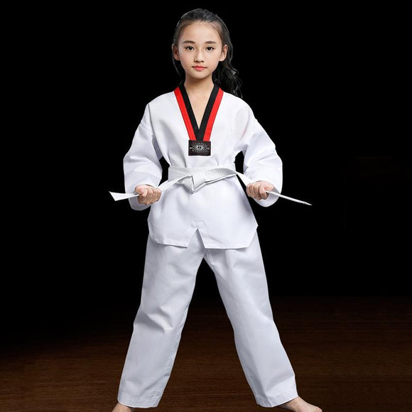 Taekwondo Training Uniform Child & Adult Cotton Clothing Size 130 - Striped Long Sleeves - 160