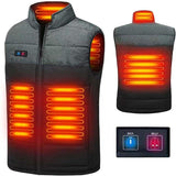 Heated Vest Electric Heating 3 Constant Temperature Warm Cotton Jacket - Black-4 Zones Heating - Xl