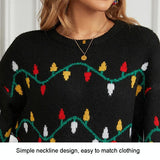 Women Christmas Sweater Sweet Loose Pullover Knit Sweater Black - Xl