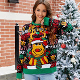 Casual Christmas Snowman Pullover Sweater Women Cartoon Knitwear - Snowman - Xxl