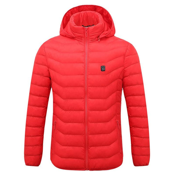 Winter Smart Electric Heating Hooded Jacket - Red - Xxxl