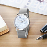 Stylish Men Quartz Watch with Stainless Steel Band - Round Dial Silver Alloy Case - Wa0736A