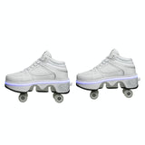 Versatile Double Row Rune Roller Skates - Size 39 - Low-Top Without Light (White)
