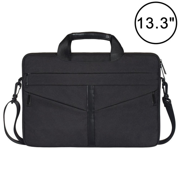 Stylish Zipper Laptop Bag with Shoulder Strap - Durable & Breathable - Black