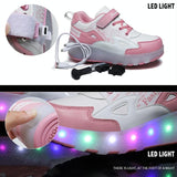 Rechargeable Light Wheel Skating Shoes for Kids - Size 36 Two-wheeled - Blue