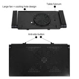 Adjustable Foldable Laptop Stand with Fans & Mouse Pad - Portable Aluminum Alloy - Black