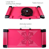 Adjustable Foldable Laptop Stand with Fans & Mouse Pad - Portable Aluminum Alloy - Black