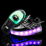 Double Wheel Led Roller Skates - Size 38 - Black