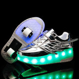 Double Wheel Led Roller Skates - Size 38 - Black