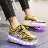 Double Wheel Led Roller Skates - Size 38 - Black