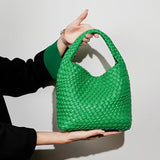 Apricot Hand Woven 2-in-1 Shoulder Bag - Brown