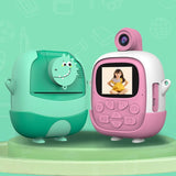 720P Hd Reversible Mini Digital Camera For Children - Cartoon Print - Green