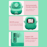 720P Hd Reversible Mini Digital Camera For Children - Cartoon Print - Green