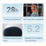 Wireless Active Noise-cancelling Earbuds for Music and Gaming - Grey