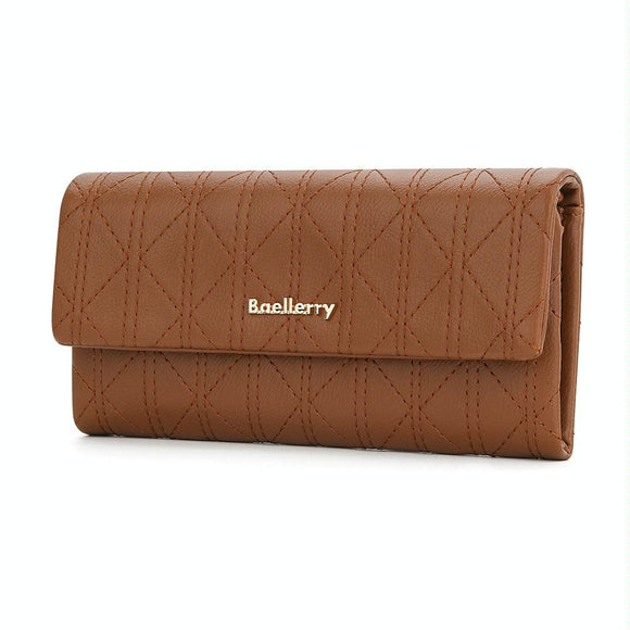 Large Capacity Magnetic Clutch Wallet for Women - Brown
