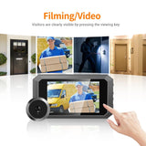 1080P Smart Digital Door Viewer With Night Vision - 3.97 Inch Wide Angle - Grey