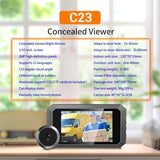 1080P Smart Digital Door Viewer With Night Vision - 3.97 Inch Wide Angle - Grey