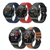 1.32 Inch Screen Leather Watch Strap Smart Health Watch Supports Body Temperature Monitoring Ecg Monitoring Blood Pressure - Brown