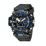 Waterproof Dual Display Outdoor Watch - Multifunctional Alloy for Men - Blue