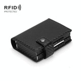 Secure Dual Card Wallet with Rfid Blocking - Carbon Fiber Pattern Black