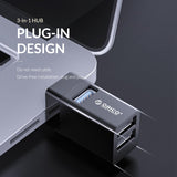 3-In-1 Usb Aluminum Mini Hub Adapter - Gray