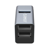 3-In-1 Usb Aluminum Mini Hub Adapter - Gray