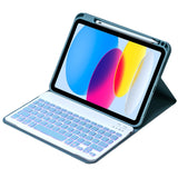 10.9 Ipad 10Th Gen 2022 Backlit Keyboard Case With Pen Slot - Bluetooth Leather - Black