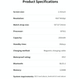 1.43 Inch Bt5.1 Smart Sport Watch With Health Monitoring - Black