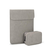 11.6-12.5 Inch Ultra-thin Notebook Liner Bag with Small Bag - Pu02 - Light Grey