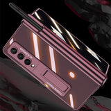 For Samsung Galaxy Z Fold4 5G Foldable Magnetic Privacy Case With Pen Holder - Fits 4Th Generation Ipad - Wine Red