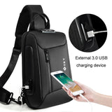 Waterproof Anti Theft Men Crossbody Bag Business Casual Multifunctional - Black