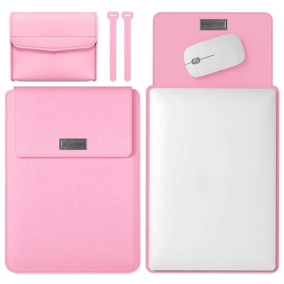 11 / 12 Inch Leather Computer Bag - Lightweight & Portable - 4 in 1 - Pink