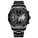 Waterproof Men Calendar Watch - Black Steel Blue Surface