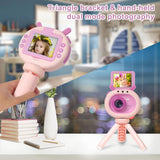 180-degree Flip-screen Cartoon Digital Camera with Stand 2.4-inch 1080p Hd - Dark Green