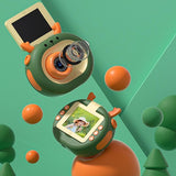 180-degree Flip-screen Cartoon Digital Camera with Stand 2.4-inch 1080p Hd - Dark Green