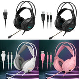 3.5Mm Luminous Game Headset For Desktop - Pink