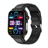 1.96 Inch Colour Screen Smart Watch Leather Strap Support Bluetooth Call / Ecg - Brown