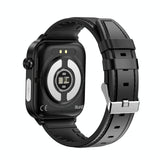 1.96 Inch Colour Screen Smart Watch Leather Strap Support Bluetooth Call / Ecg - Brown