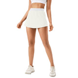 Quick Drying Women Yoga Skirt Pants Breathable & Fake Two Piece Size L - White - S