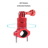 Action Camera Bicycle Mounting Bracket - Aluminum Alloy Clip - Red