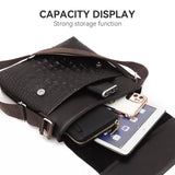 Water Repellent Vertical Leather Shoulder Bag For Men - Brown