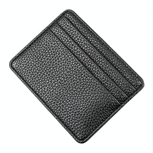 Lychee Pattern Mini Card Holder Multi Card Slots Ultra Thin Coin Purse - Black