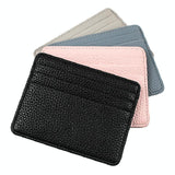 Lychee Pattern Mini Card Holder Multi Card Slots Ultra Thin Coin Purse - Black