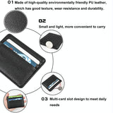 Lychee Pattern Mini Card Holder Multi Card Slots Ultra Thin Coin Purse - Black