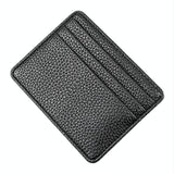 Lychee Pattern Mini Card Holder Multi Card Slots Ultra Thin Coin Purse - Black